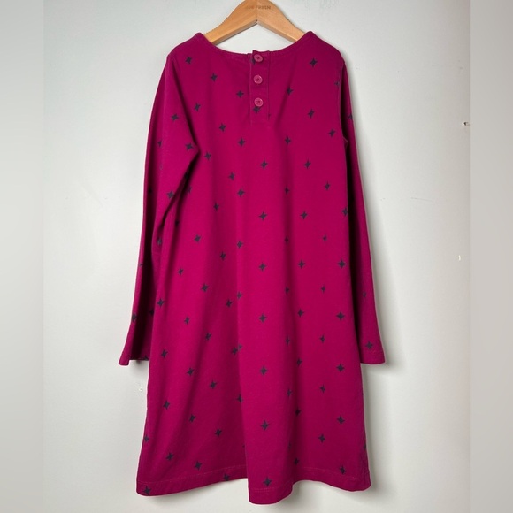 Hanna Andersson Dress Snowman Magenta Star Print Girls Size 8 - Picture 3 of 6